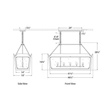Load image into Gallery viewer, Caddo Linear Pendant Light - line drawing.
