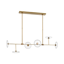 Load image into Gallery viewer, Calvino Linear LED Pendant Light in Hand-Rubbed Antique Brass.
