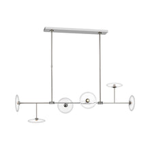 Load image into Gallery viewer, Calvino Linear LED Pendant Light in Polished Nickel.
