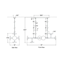 Load image into Gallery viewer, Calvino Linear LED Pendant Light - line drawing.
