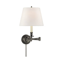 Load image into Gallery viewer, Candlestick Swing Arm Wall Light in Bronze (Linen).
