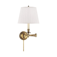 Load image into Gallery viewer, Candlestick Swing Arm Wall Light in Hand-Rubbed Antique Brass (Silk).
