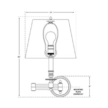 Load image into Gallery viewer, Candlestick Swing Arm Wall Light - line drawing.
