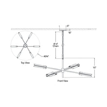 Load image into Gallery viewer, Casoria Radial LED Chandelier - line drawing.
