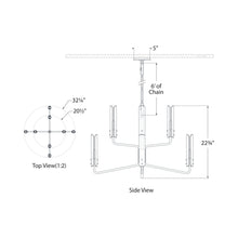 Load image into Gallery viewer, Casoria Two-Tier LED Chandelier - line drawing.
