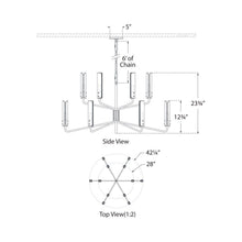 Load image into Gallery viewer, Casoria Two-Tier LED Chandelier - line drawing.

