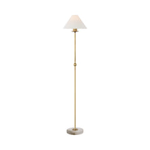 Load image into Gallery viewer, Caspian Accent LED Floor Lamp in Antique-Burnished Brass and Alabaster.
