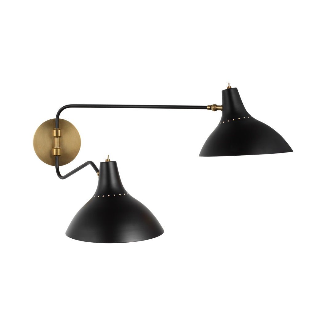 Charlton Double Wall Light in Black (Medium).