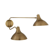 Load image into Gallery viewer, Charlton Double Wall Light in Hand-Rubbed Antique Brass (Medium).

