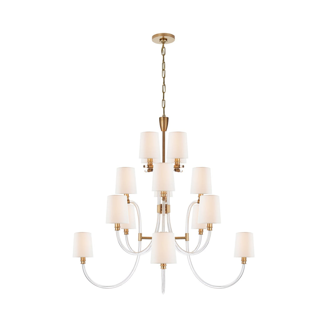 Clarice Chandelier in Antique Brass.
