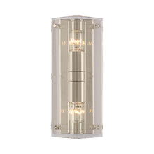Load image into Gallery viewer, Clayton Wall Light in Crystal and Polished Nickel (2-Light).
