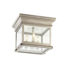 Load image into Gallery viewer, Club Square Flush Mount Ceiling Light in Antique Nickel/Clear Glass (Small).
