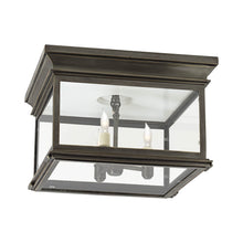 Load image into Gallery viewer, Club Square Flush Mount Ceiling Light in Bronze/Clear Glass (Large).
