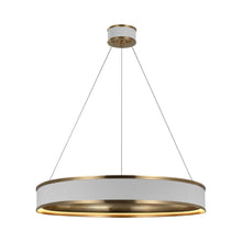Load image into Gallery viewer, Connery Ring LED Chandelier in Matte White/Antique-Burnished Brass (30-Inch).
