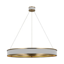 Load image into Gallery viewer, Connery Ring LED Chandelier in Matte White/Antique-Burnished Brass (40-Inch).
