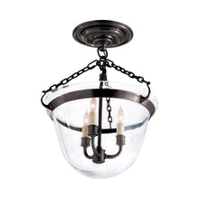 Load image into Gallery viewer, Country Bell Jar Semi Flush Mount Ceiling Light in Bronze.
