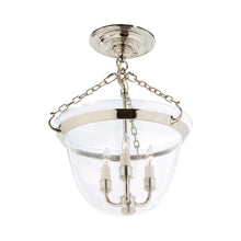 Load image into Gallery viewer, Country Bell Jar Semi Flush Mount Ceiling Light in Polished Nickel.
