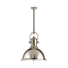 Load image into Gallery viewer, Country Industrial Pendant Light in Polished Nickel/Polished Nickel (Large).
