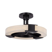 Load image into Gallery viewer, Covet Ring LED Semi Flush Mount Ceiling Light in Bronze and Alabaster.
