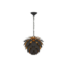 Load image into Gallery viewer, Cynara Chandelier in Matte Black/Gild (Small).
