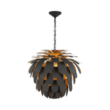 Load image into Gallery viewer, Cynara Chandelier in Matte Black/Gild (Grande).
