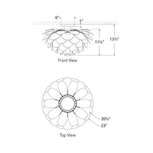 Load image into Gallery viewer, Cynara LED Flush Mount Ceiling Light - line drawing.
