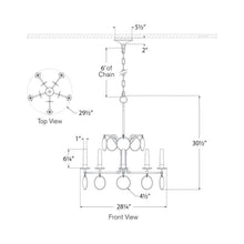 Load image into Gallery viewer, Danvers LED Chandelier - line drawing.
