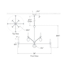 Load image into Gallery viewer, Danvers LED Chandelier - line drawing.

