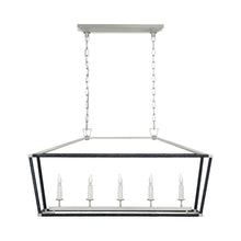 Load image into Gallery viewer, Darlana Rattan Wrapped LED Linear Pendant Light in Polished Nickel and Black Rattan (Medium).
