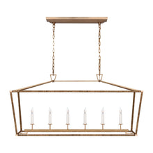 Load image into Gallery viewer, Darlana Rattan Wrapped LED Linear Pendant Light in Antique-Burnished Brass and Natural Rattan (Large).
