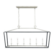 Load image into Gallery viewer, Darlana Rattan Wrapped LED Linear Pendant Light in Polished Nickel and Black Rattan (Large).

