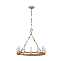 Load image into Gallery viewer, Darlana Rattan Wrapped Ringed LED  Chandelier in Antique-Burnished Brass and Natural Rattan (Medium).
