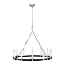 Load image into Gallery viewer, Darlana Rattan Wrapped Ringed LED  Chandelier in Polished Nickel and Black Rattan (Large).
