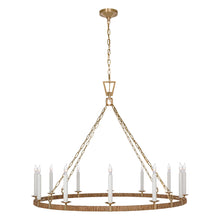 Load image into Gallery viewer, Darlana Rattan Wrapped Ringed LED  Chandelier in Antique-Burnished Brass and Natural Rattan (X-Large).

