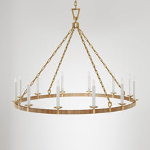 Load image into Gallery viewer, Darlana Rattan Wrapped Ringed LED  Chandelier in Detail.
