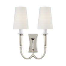 Load image into Gallery viewer, Delphia Arm Wall Light in Polished Nickel (2-Light).
