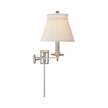 Load image into Gallery viewer, Dorchester Swing Arm Wall Light in Polished Nickel/Silk Shade (Single Backplate).

