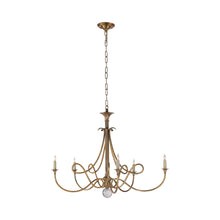 Load image into Gallery viewer, Double Twist Chandelier in Hand-Rubbed Antique Brass.
