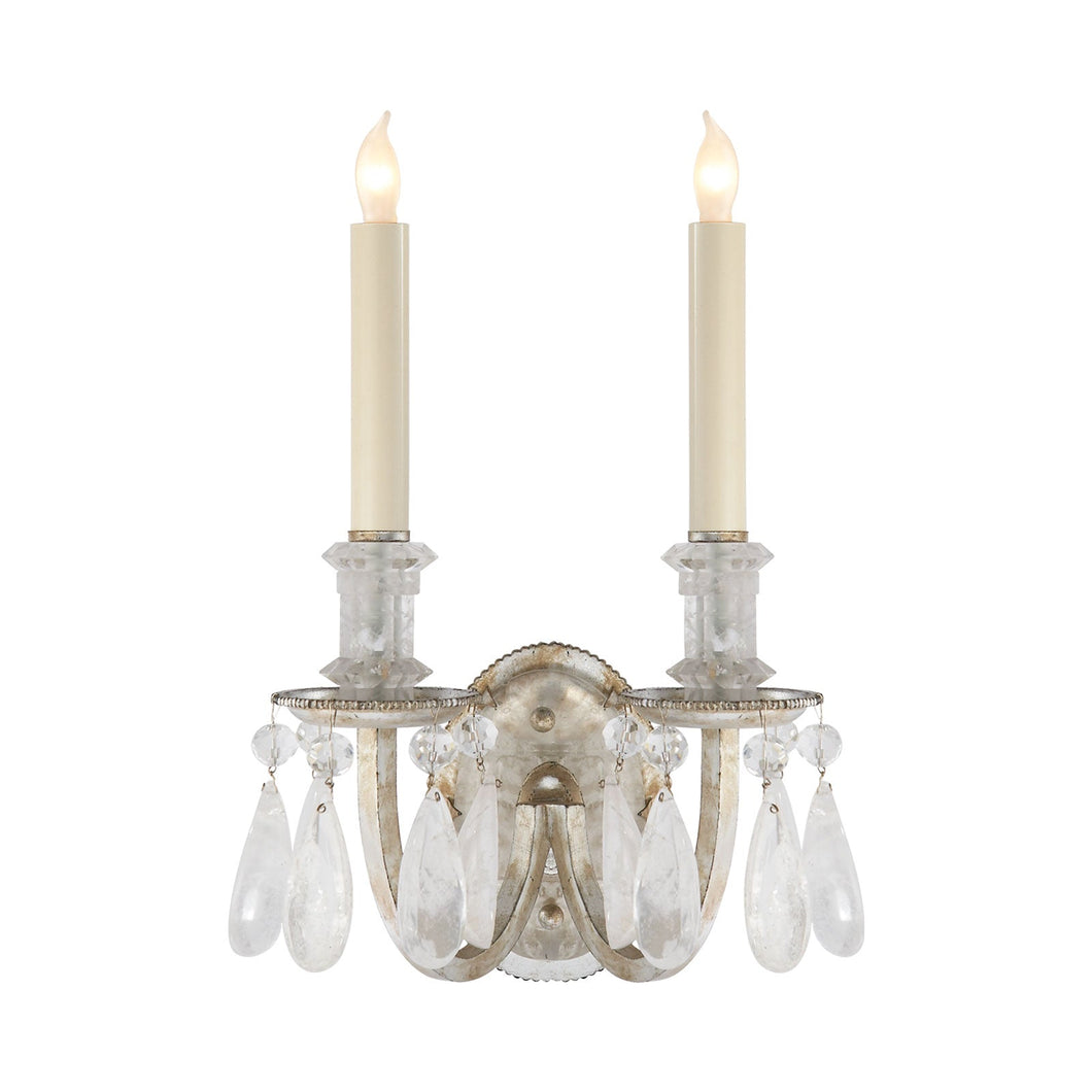 Elizabeth Double Wall Light in Burnished Silver Leaf.