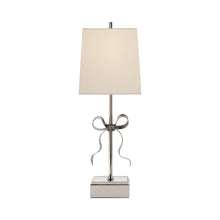 Load image into Gallery viewer, Ellery Gros-Grain Table Lamp in Polished Nickel/Cream Linen.
