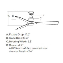 Load image into Gallery viewer, Bryden LED Smart Indoor / Outdoor Ceiling Fan - line drawing.
