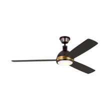 Load image into Gallery viewer, Hicks LED Ceiling Fan in Deep Bronze with Antique Brass.
