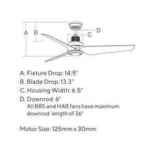 Load image into Gallery viewer, Ruhlmann Smart Ceiling Fan - line drawing.

