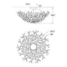 Load image into Gallery viewer, Farfalle LED Semi Flus Mount Ceiling Light - line drawing.
