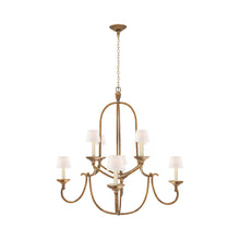 Load image into Gallery viewer, Flemish Chandelier in Giled Iron/Linen.
