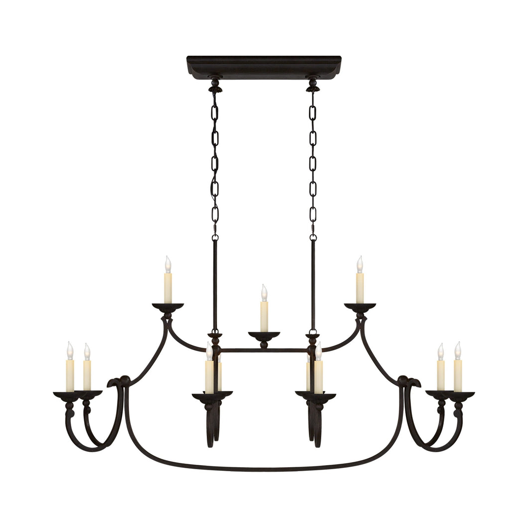 Flemish Linear Pendant Light in Aged Iron/None Shade.