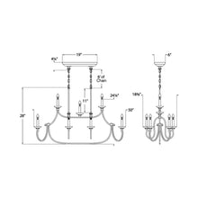 Load image into Gallery viewer, Flemish Linear Pendant Light - line drawing.
