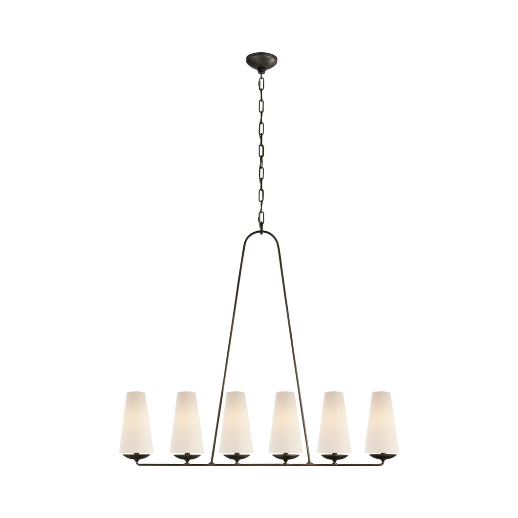 Fontaine Linear Chandelier in Aged Iron.