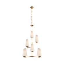 Load image into Gallery viewer, Fontaine Vertical Chandelier in Gilded Plaster.
