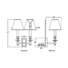 Load image into Gallery viewer, French Double Library Wall Light - line drawing.

